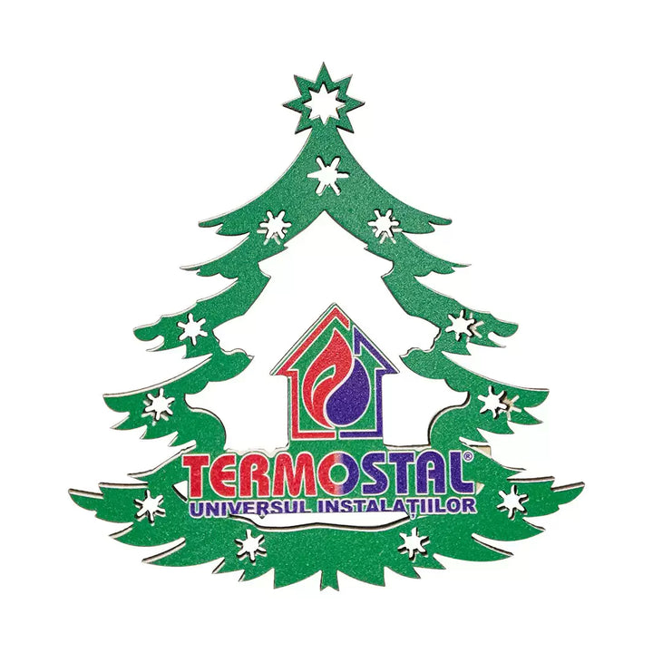 Christmas ornaments plywood New Year Tree shape with Star and Your Logo