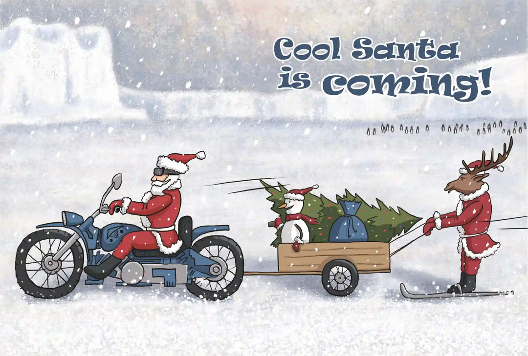 Christmas Card - Holiday Greetings - Cool Santa is coming